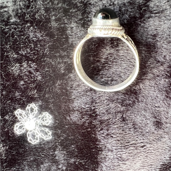 STERLING SILVER BLACK MOONSTONE RING - Picture 5 of 6